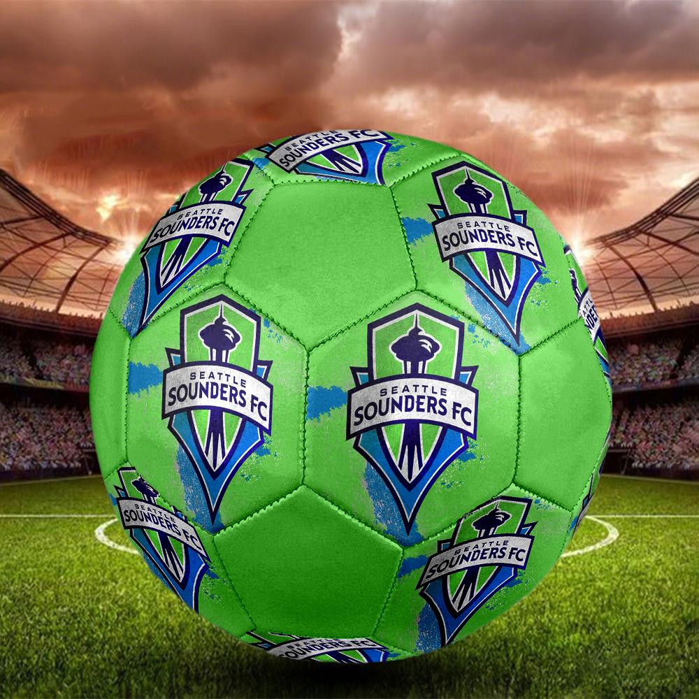FC Seattle Sounders Soccer Ball, Colorful, Suitable for All Ages, Machine-stitched, PVC Material, Competition Grade, Durable and High Bounce