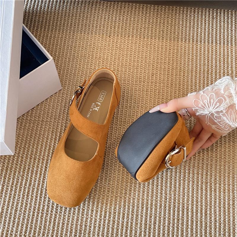 Super fire belt buckle Mary Jane shoes summer new design sense flat buckle single shoes round head ballet single shoes