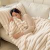 Plush Winter Throw Blanket Faux Rabbit Fur Cozy Fluffy Bubble Soft Warm Thick Furry for Couch Bed Living Room with Stitching