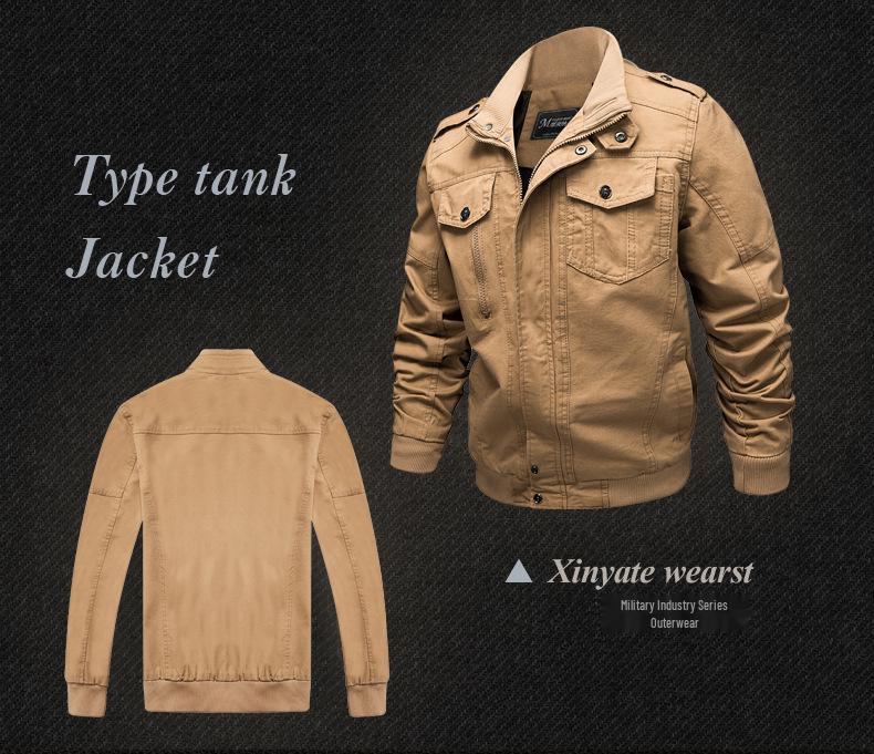 Men's Outdoor Stand Collar Zipper Jacket, European/American Style, Plus Velvet, Thickened for Autumn/Winter.