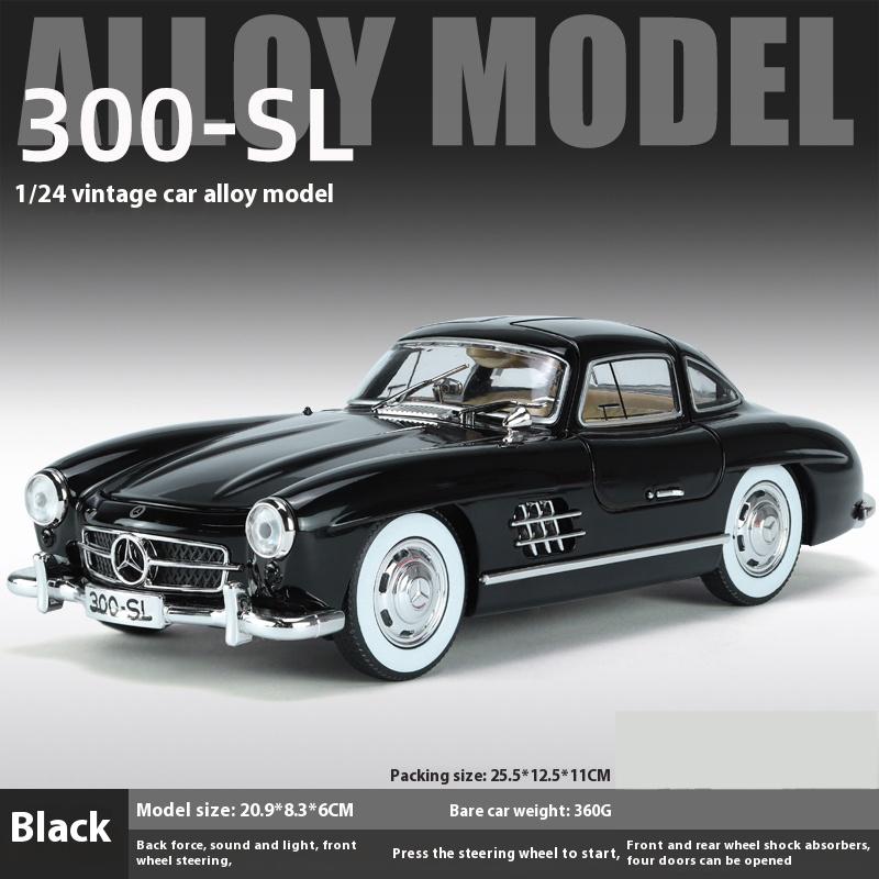 

1:24 Mercedes Benz 300SL 1936 Alloy Classic Car Diecast Model Retro Gull Wing Door Exquisite Collectible Decorations Kids Toys чёрный
