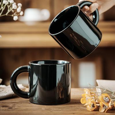 Einfache Klassische Schwarze Keramiktasse Haushalt Frühstückstasse Kaffeetasse Premium Tasse Einfarbig Wasserbecher