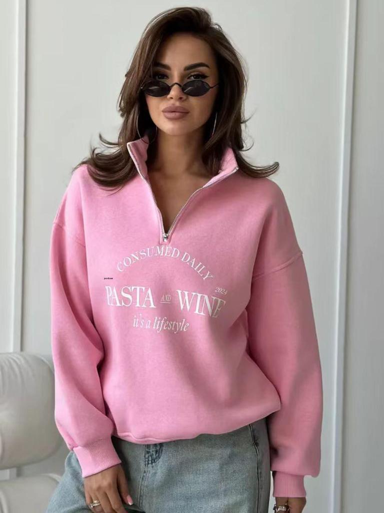 Trendy Half-Zip Hoodie: Autumn/Winter Fashionable, Versatile Niche Design with Letter Print