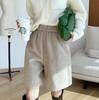 Women's High-Waist Wool Wide-Leg Pants - Spring/Autumn Slimming Mid-Length 5-Point Trousers