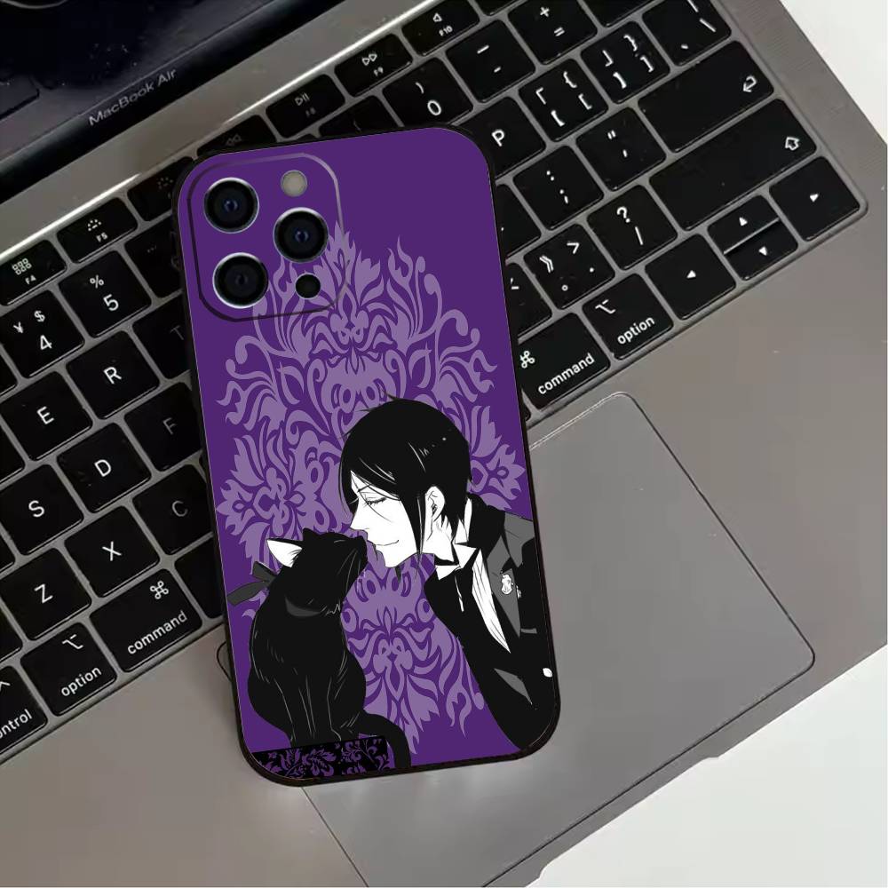 Black Anime B-ButlerS  Phone Case For iPhone 17,16,15,14,13,12,11 Plus,Pro Max,XS,Soft Silicone Black Cover