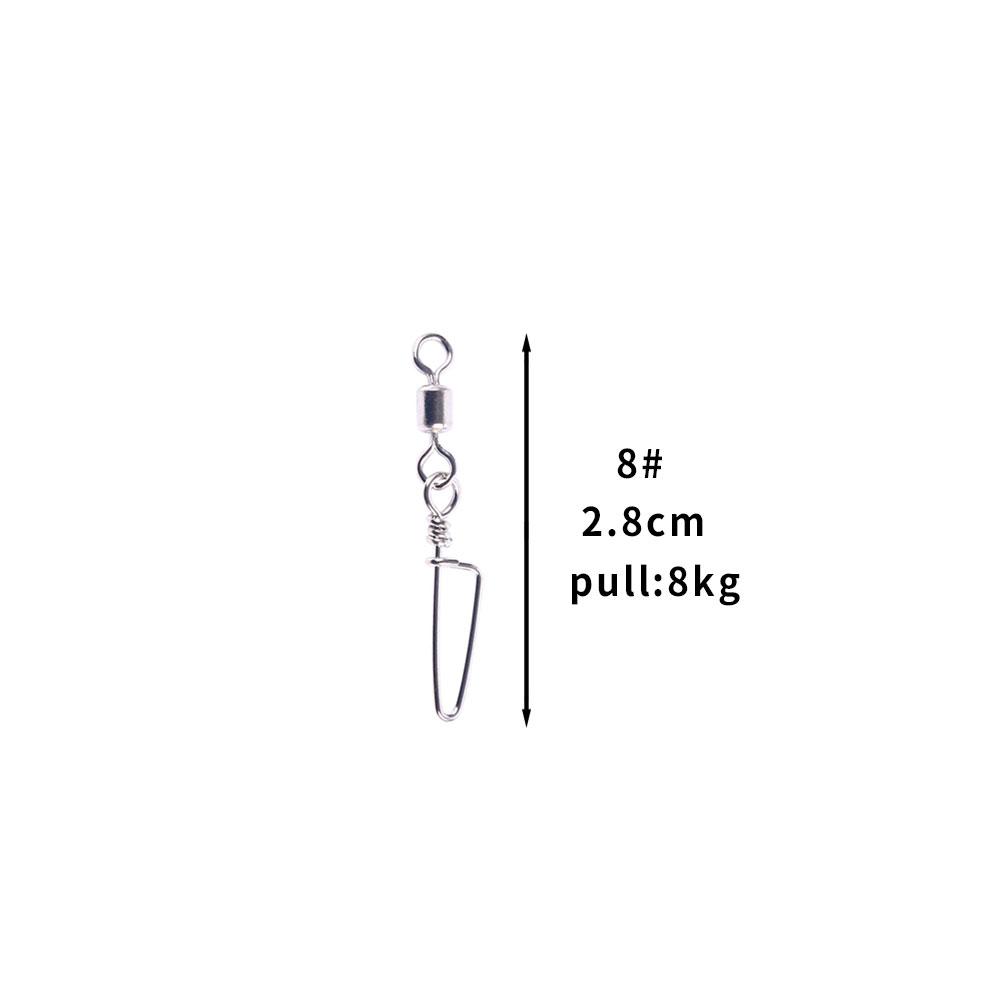 50pcs/ Stainless Steel Fishing Connector 8-word ring connector Rolling Snap Swivels Fishing Tackle Lure Tool