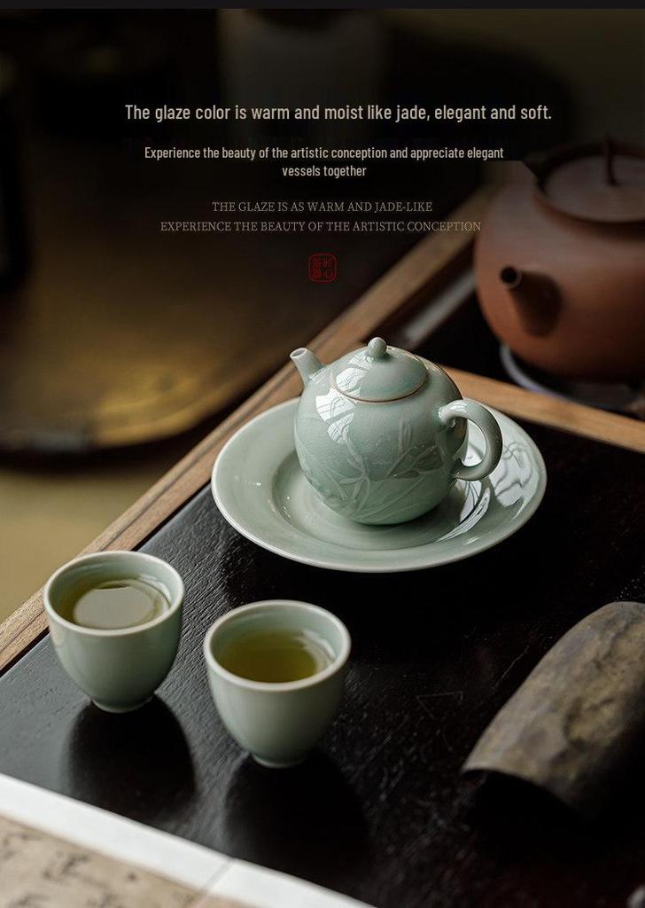 Guānlán Handcrafted Jade Cap Ceramic Teapot: High-Grade Gongfu Tea Brewing Set