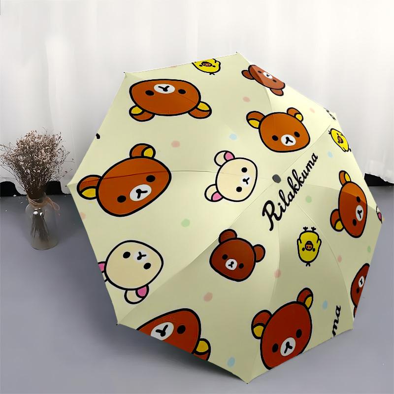 1pc Rilakkuma Cute Bears Chick Pattern Umbrella with Plastic Handle,Suitable for All Seasons Home Travel Outdoor UmbrellaM1128
