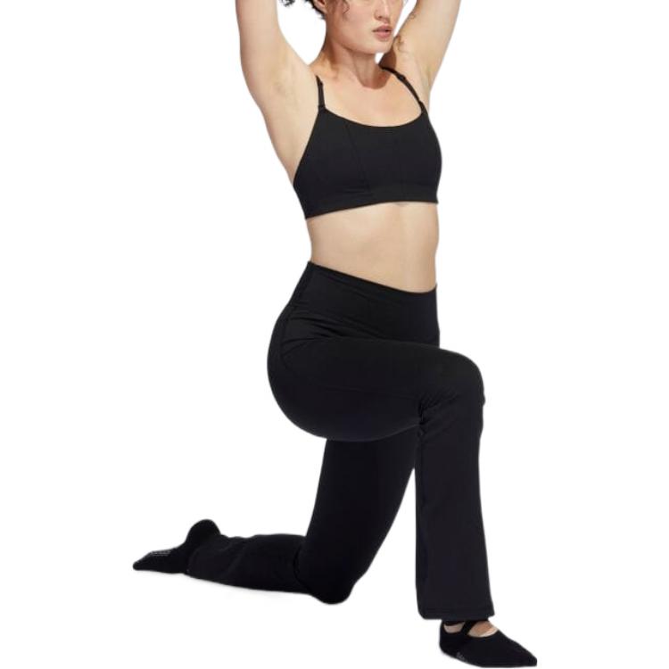 Adidas Solid Logo Print Yoga Leggings Women Bottoms Black H64194