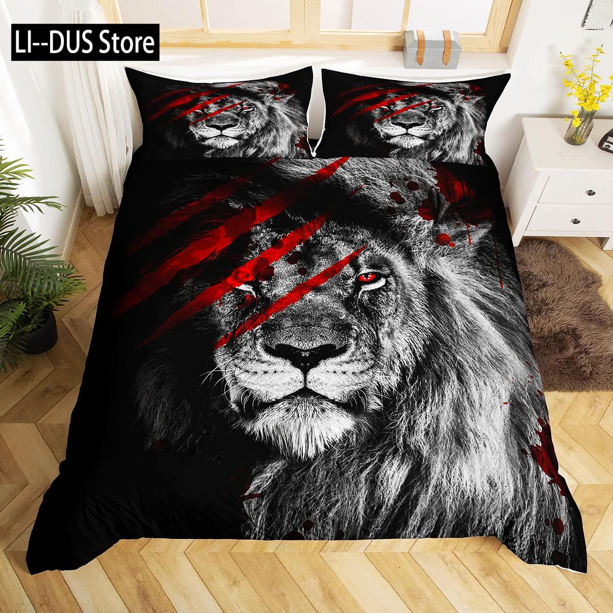 

Lion Head With Black Backdrop Theme Art Duvet Cover Set Queen King Size A Decorative 3 Piece Bedding Set With 2 Pillow Shams EU Single(135*200cm)3pcs