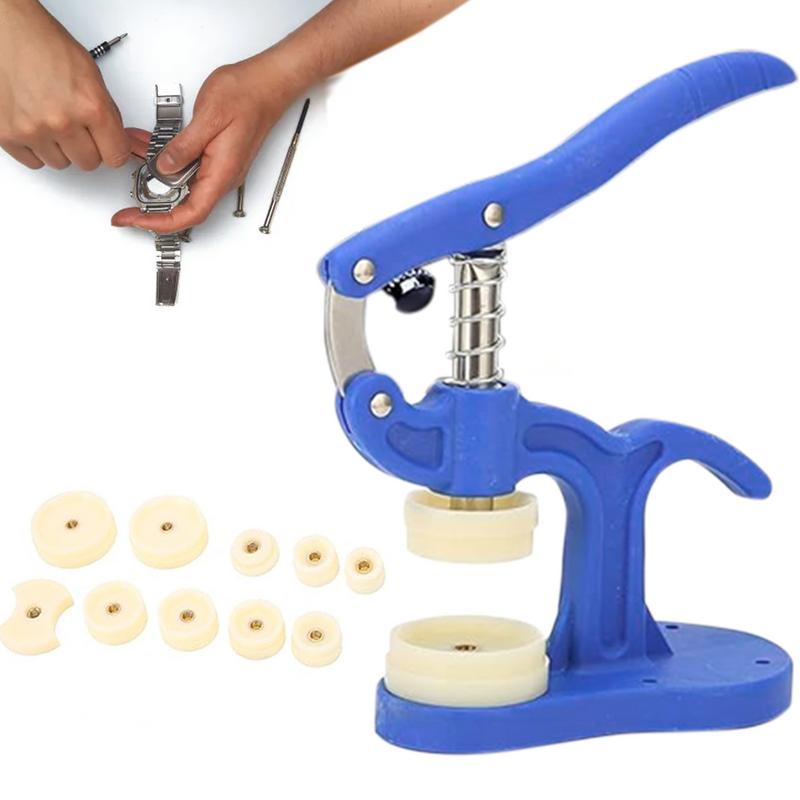 Watch Pressing Tool Press Set Watch Back Case Press Tool Repair Kit With 12Peices Fitting Dies Anti-Slip Metal Watch Tool For