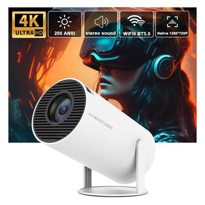 Transpeed Android 11 Projector 1280*720P 4K Wifi6 200ANSI Allwinner H713 180° Flexible BT5.0 Home Cinema Outdoor Portable Projetor