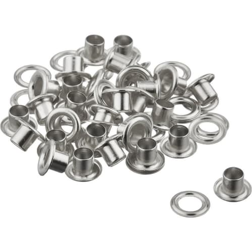 Nippon Himobutton Boeki Single-Sided Eyelets #200, 4mm Hole, 200 Pairs, Nickel, F5-302