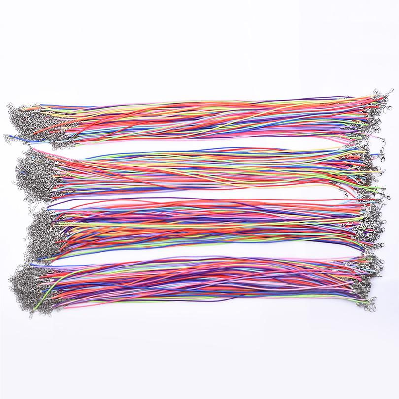 Mix Rainbow Color 102030Pcslot 50Cm Leather Rope Chain Necklace For Women Men Accessories Diy Wax Adjustable Choker Necklace