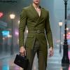 INCERUN Men V Collar Long Sleeve Splits Irregular One Buttons Front Cross Thin Tops Blazer