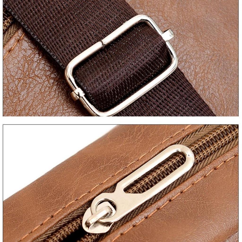 Leather Men's Sling Bag Messenger Shoulder Crossbody Bags Large Capacity Handbags Multifunctional Work Bag