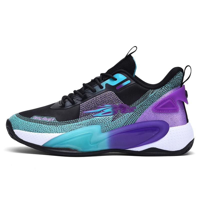 Spring and summer sports shoes large size fly-woven mesh basketball shoes rubber outsole wear-resistant men's running shoes
