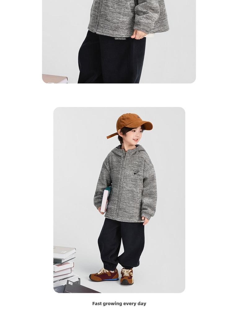 Fairy Tale Memory Boys' Fleece-Lined Hooded Jacket – Warm Winter Style 2025 for Mid-to-Large Children