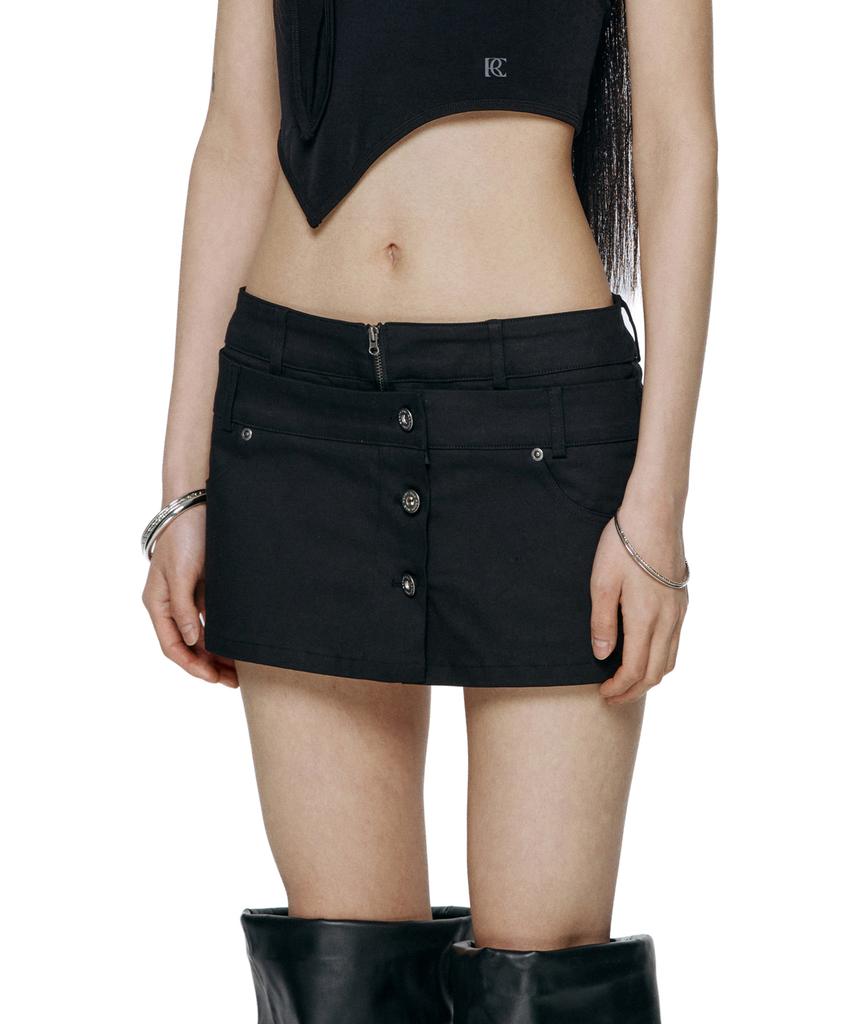 ROCKCAKE Front Button Wrap Skirt Shorts - Black