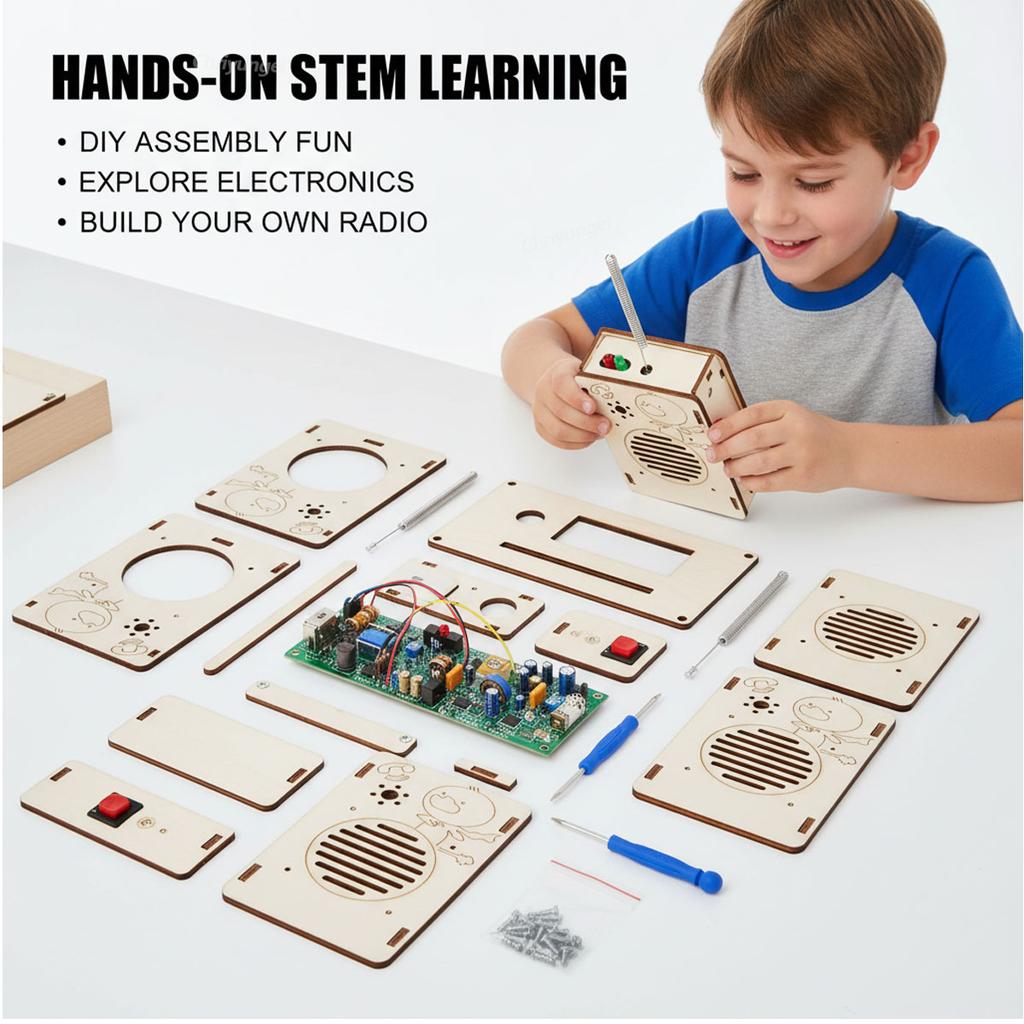 Wooden Walkie Talkie Kit for Kids DIY Wireless Communication Toy STEM Science Educational Project Learning Gift for Kids