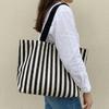 Large Capacity Shoulder Bag Canvas Shopping Handbag Retro Stripe Canvas Tote Bag  Girls