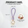 [uxcell] 2-Pack Braided Leather Keychains, 360-Degree Rotatable Braided Straps with Keychain Rings for Car Keys, Bags, and Wallets, GoldPurple