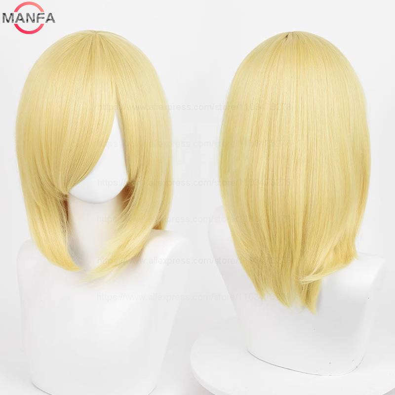 40cm Medium Basic Anime Cosplay Wig Bang Blond  Black White Red Pink Green Brown Gold Blue Heat Resistant Synthetic Hair Wigs