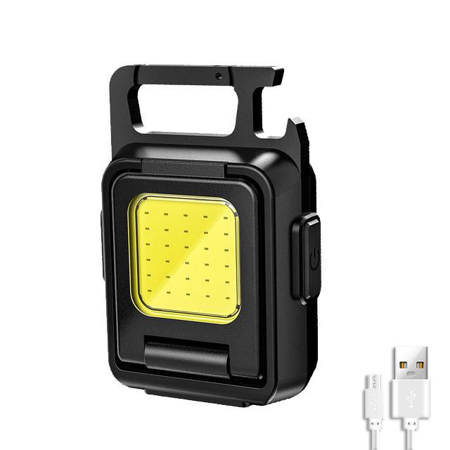 Mini LED Flashlight Keychain Light Double COB Lights USB Rechargeable Work Lights Fishing Lanterna with Magnet Built-in Battery