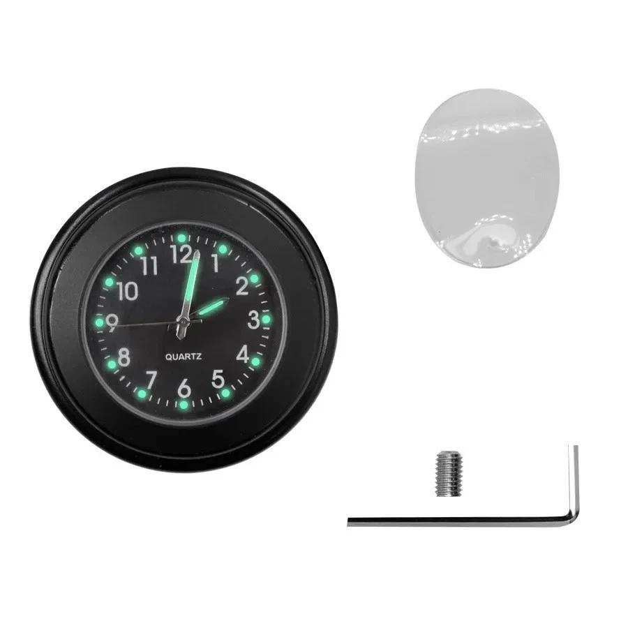 Aluminum Luminous Quartz Watch 22-25mm Motorcycle Scooter Bicycle Handlebar Mount Clock Time Display Clock Moto Accessories