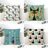 Halloween Black Cat Cushion Cover Eco Linen Pillow Case DoubleSided Print Breathable Durable Zipper Home Decor Gift