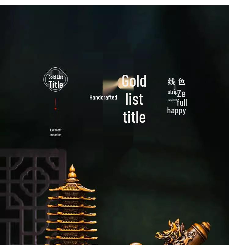 Golden Thirteen-Layer Wenchang Pagoda Figurine