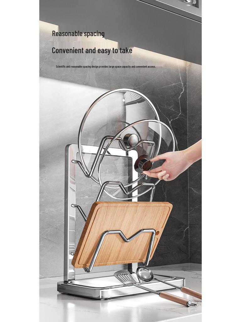 Multi-functional Kitchen Countertop Rack for Pot Lids, Spoons, and Spatulas