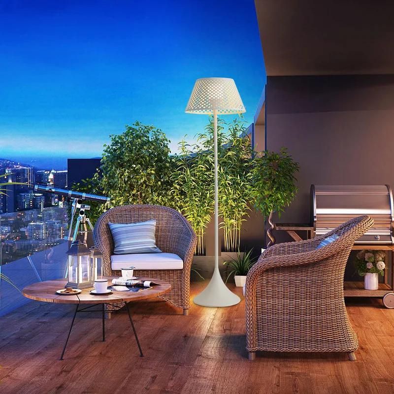 Outdoor Solar Floor Lamp,Waterproof Rattan Floor Lights For Patios, Decks, Garden,Outdoor Floor Lamps For Patio Plug In