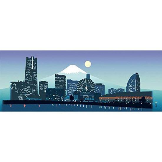 Hamamonyo Picture Tenugui hand Dreamy Minato Mirai Blue (Japanese towel) -
