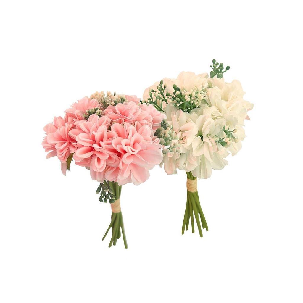 Latest Polyester Pack Of 2 Artificial Hydrangea Dahlia Flowers Bunch For Home Decor Vase Pot Living Room Bedroom Office Table Decoration Items