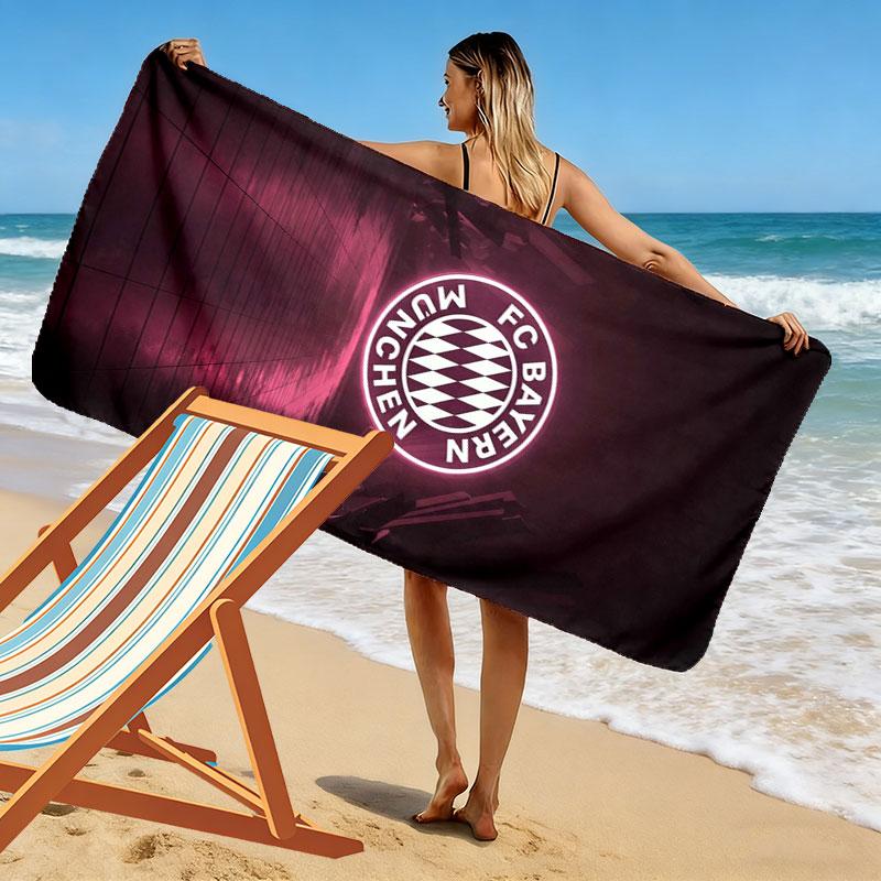 FC Bayern Munchen Print Beach Towel, Large Soft Quick Dry Towel for Beach Camping Swimming