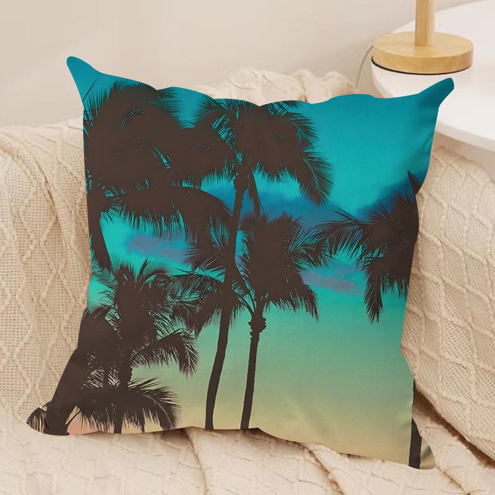 Tropical Scenery Cushion Cover Soft Plush Fabric DoubleSided Printed Sofa Cushion Cover for All Seasons Home Decor Gift