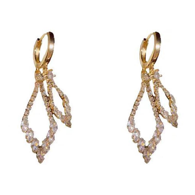 Exquisite Zircon Rhombus Geometric Pendant Earrings For Women Fashion Personalized Daily Accessory Party Jewelry Birthday Gifts