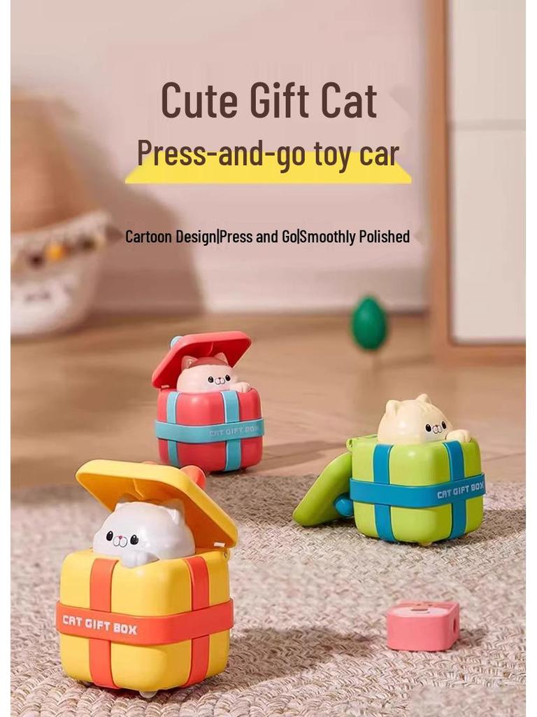 Kids' Cartoon Cat Pullback Inertia Car Toy - Fun Birthday Gift