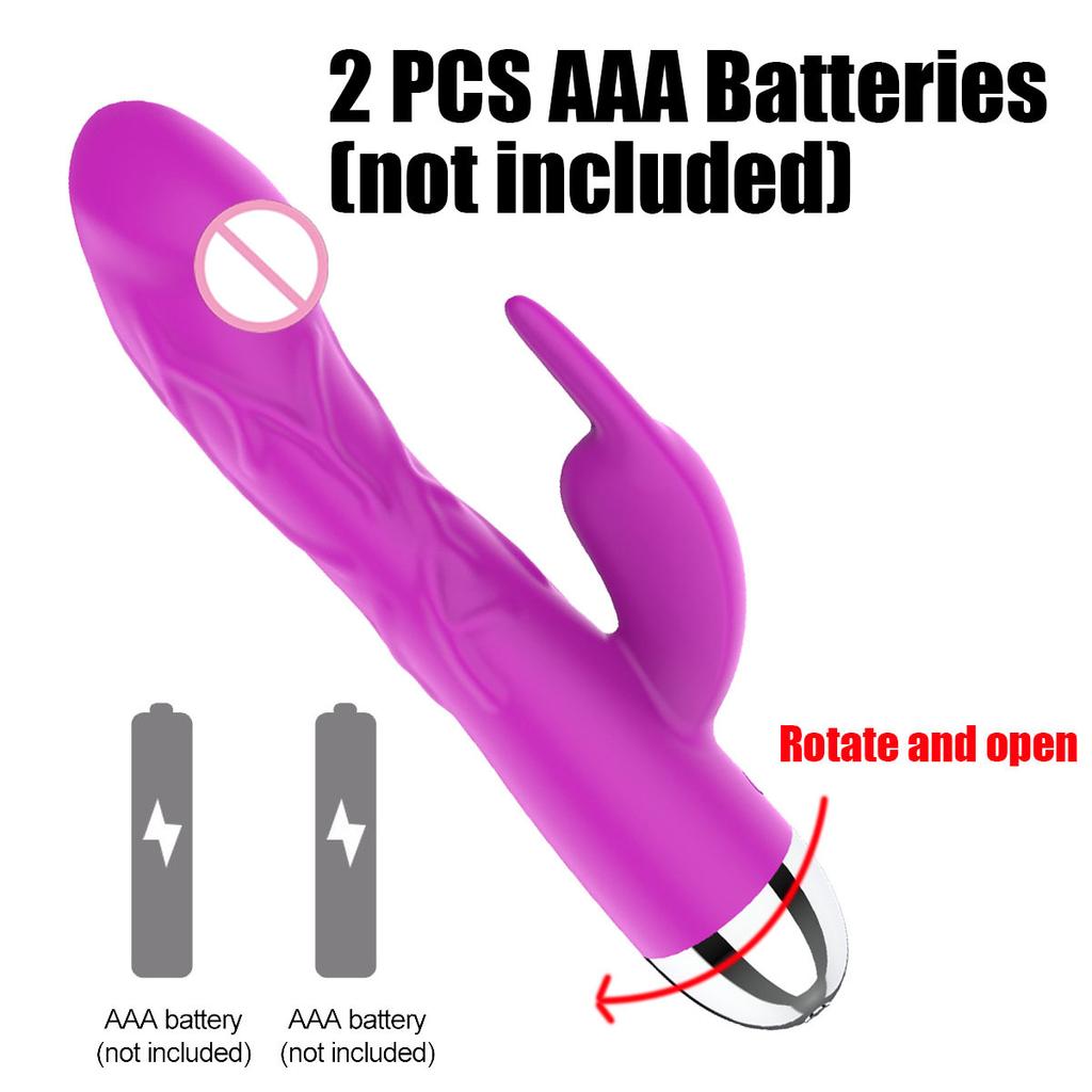 Silicone Rabbit Vibrator for Women 10 Modes Battery Powered G-Spot Clit Stimulator Thrusting Dual Motor Waterproof Sex Toy