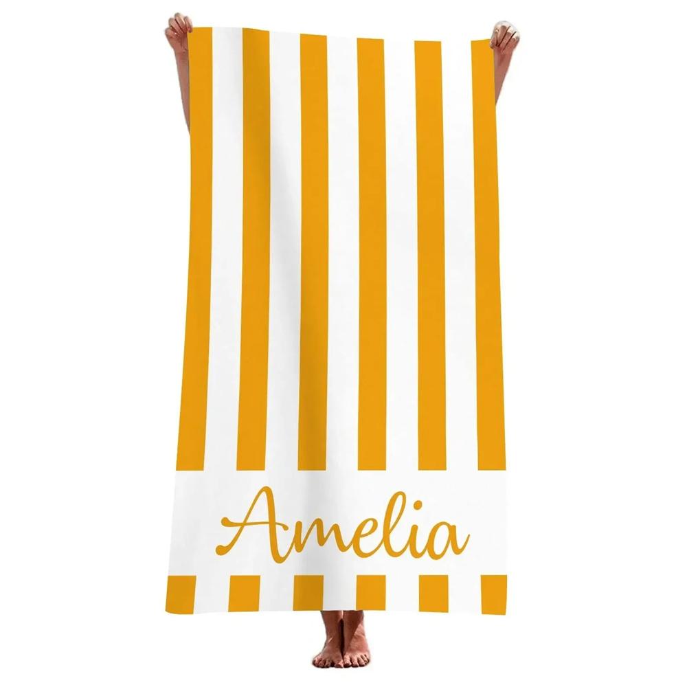 Striped Beach Towels Custom Name Beach Towel 3D Printed Microfiber Beach Towel Water Absorbing Personalized Quick-Dry Bath Towel 50x100cm