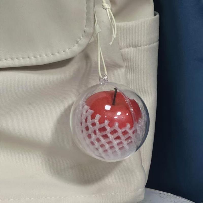 2026 Christmas Alloy Resin Red/Green Apple Pendant Keyring Handbag Decoration Keychain Handmade Jewelry Accessories