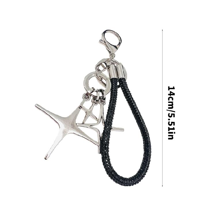 Stylish Star Keychain Decoration With Rhinestones Sturdy Rope Aloy for Elegant Designs In Your Daily Use Items