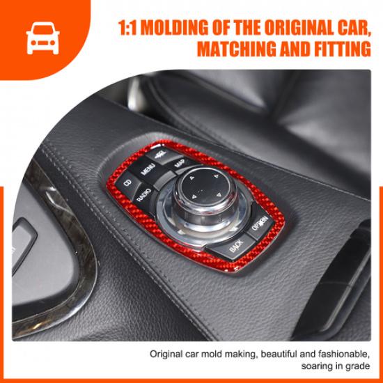 Red Soft Carbon fiber Multimedia knob Head sticker For BMW 6 Series 2004-10