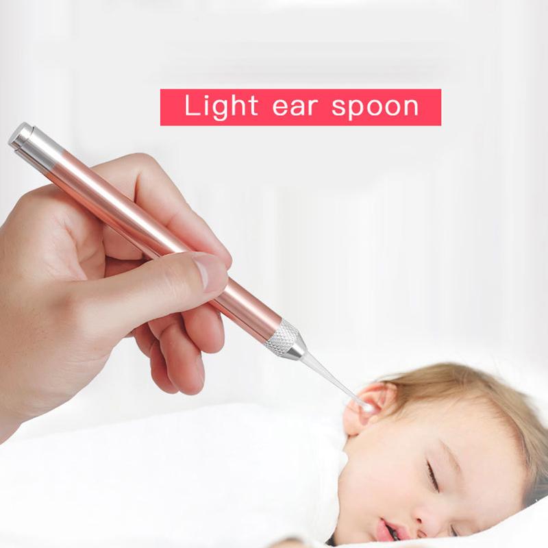 Baby Ear Cleaner Spoon Led Flash Light Ear Wax Curette Picker Visual Children Earpick Eer Wax Dig Remover Ear Nose Novel Tweezer