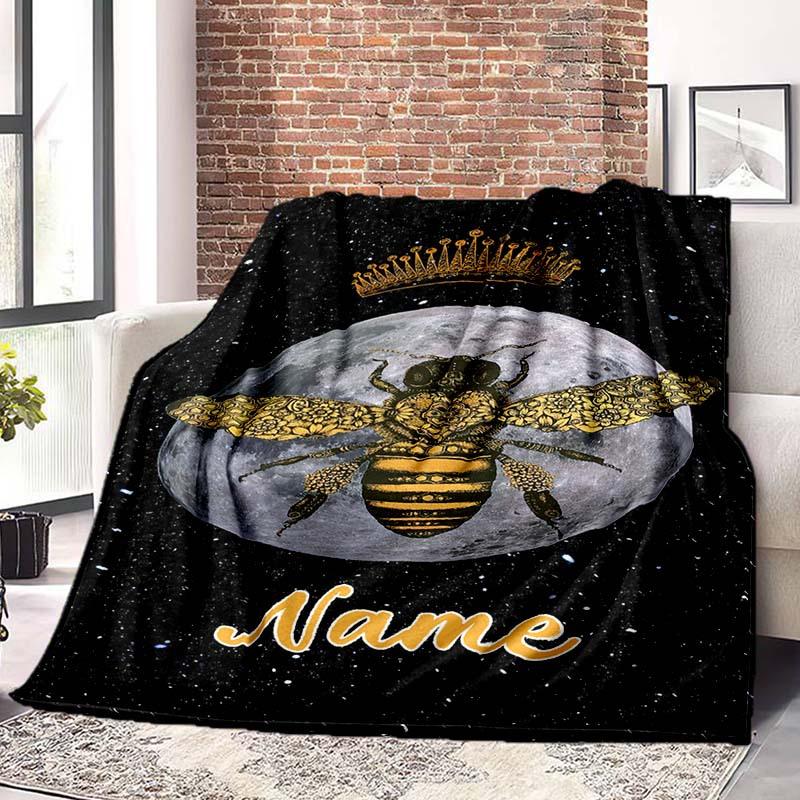 The Moon And The Bee Customize Your Name Blanket Used For Chair Office Sofa Bed Camping Soft And Warm Giving Friends And Relatives Birthday Graduation