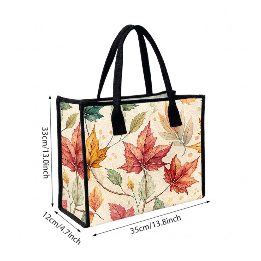 Autumn Maple Leaf Print Daily Tote Fashion Casual Portable Handbag