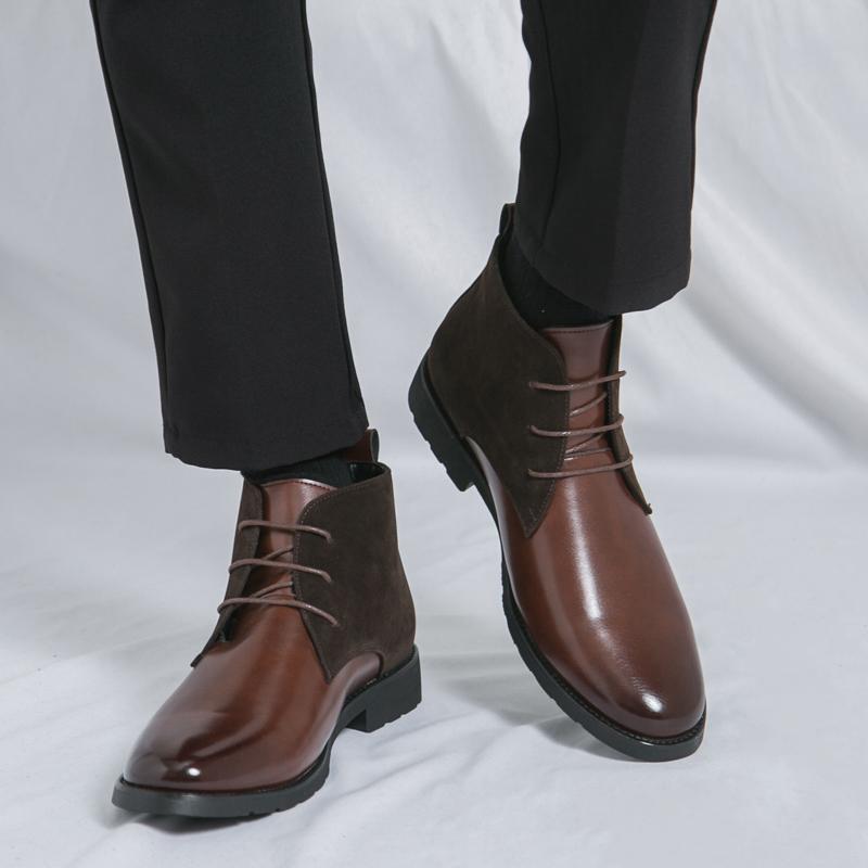 Fashion High Quality and Comfortable Soft Leather Boots Brand's New Autumn High Top Business Men's Boots Outdoor Commuting Walking Boots