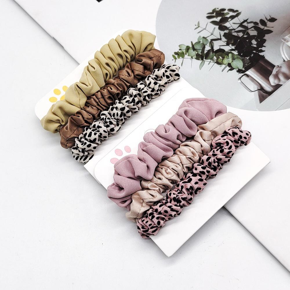 MIO New Style Leopard Pattern Hair Scrunchies Set Shining Matte Fabric Hair Accessories Hair Bands