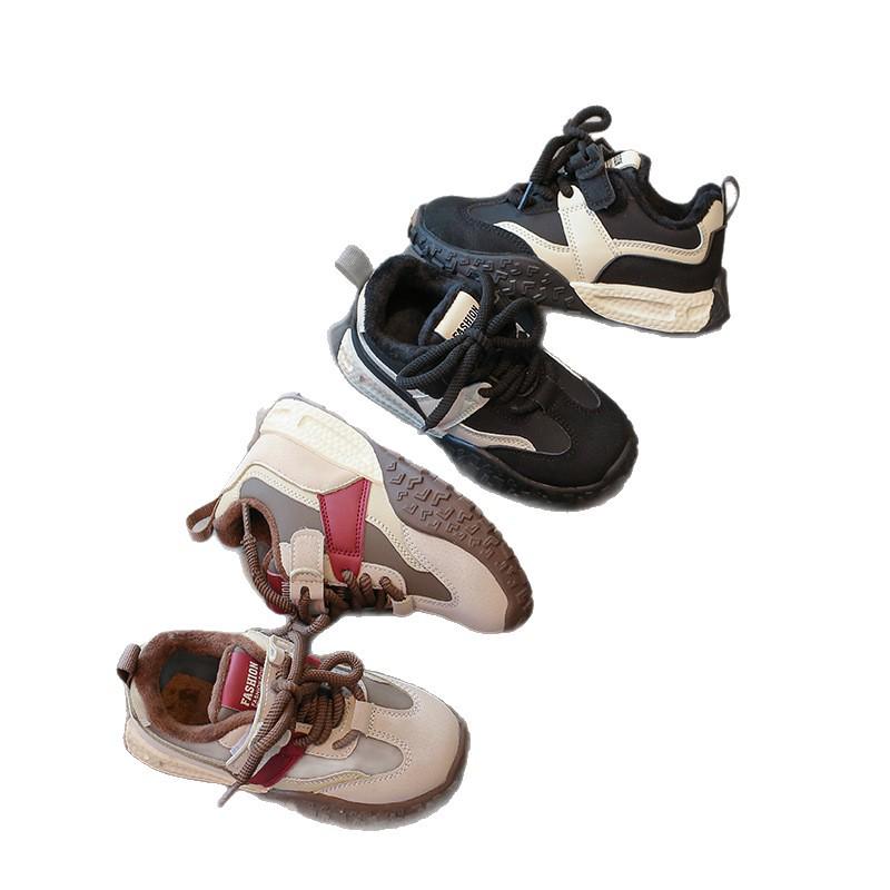 Zapatillas Deportivas de Cuero Forradas de Polar para Niños Invierno 2025: Cálido, Doble Algodón, Unisex Niños y Niñas, Estilo 'Papá', Venta Popular